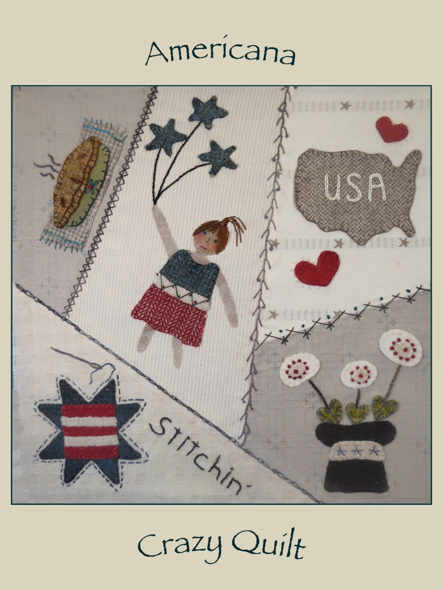 AMERICANA CRAZY QUILT BLOCK #4 DIGITAL DOWNLOAD