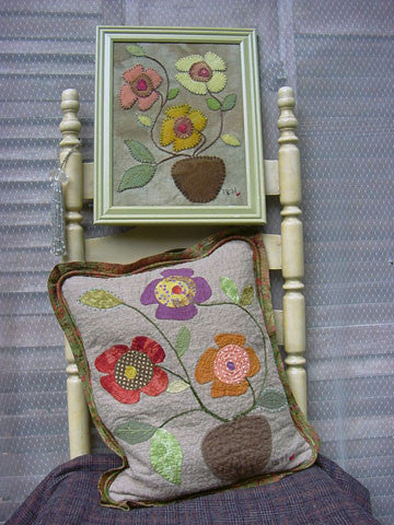 Flower Whimsy Wall Hanger and Quilted Pillow