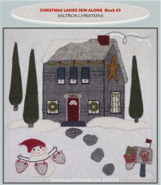 CHRISTMAS LADIES BLOCK 3 KIT, PATTERN, BUTTONS