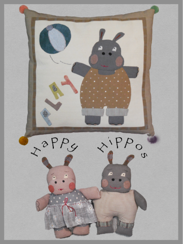 Happy Hippo Pillow and Stuffed Toy Pattern